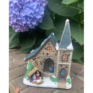 8” Christmas Village Church Nativity Scene Christmas Decorations Vintage 1992